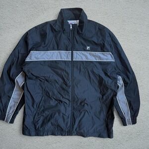 Fila Black Windbreaker Jacket Size XL Gray Stripe